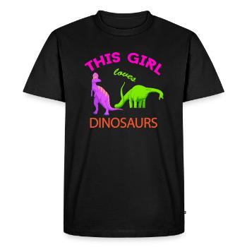 Cette fille aime les dinosaures - T-shirt Premium bio Homme - noir - Devant - Nico (187cm)