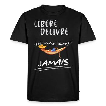 Homme retraite libéré délivré - T-shirt Premium bio Homme - noir - Devant - Nico (187cm)