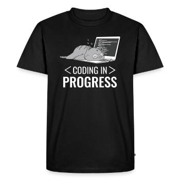 Programming Computer Nerd Cat - Men's Premium Organic T-Shirt - black - Front - Nico (187cm)
