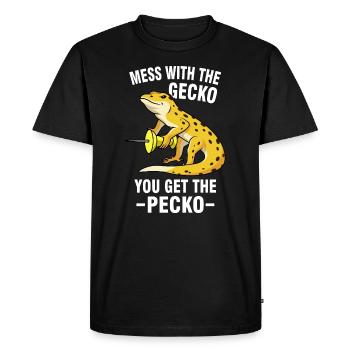 Gecko Memes - Men's Premium Organic T-Shirt - black - Front - Nico (187cm)