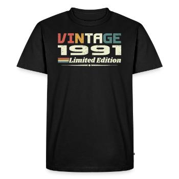 Vintage 1991 Cadeau 1991 Anniversaire 1991 Retro - T-shirt Premium bio Homme - noir - Devant - Nico (187cm)