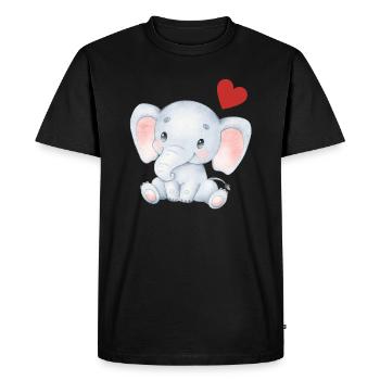 Éléphant Bébé Nourrisson Coeur Enfants T-shirt - T-shirt Premium bio Homme - noir - Devant - Nico (187cm)