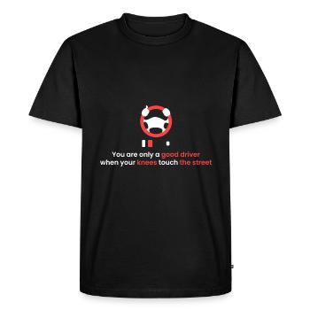 Les genoux sur la route! - T-shirt Premium bio Homme - noir - Devant - Nico (187cm)