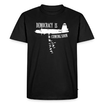 Democracy is coming soon against war anti-war - Men's Premium Organic T-Shirt - black - Front - Nico (187cm)