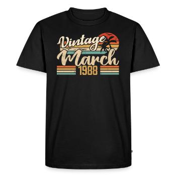 Cadeau Anniversaire Mars 1988 Cadeau Mars 1988 - T-shirt Premium bio Homme - noir - Devant - Nico (187cm)