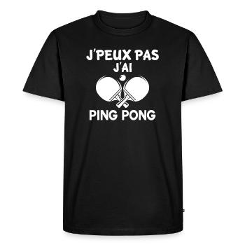 Drôle j'peux pas j'ai ping pong - T-shirt Premium bio Homme - noir - Devant - Nico (187cm)