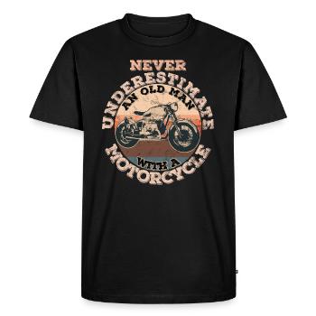 Undervurder aldrig en gammel mand med en motorcykel - Herre Premium økologisk T-shirt - sort - Foran - Nico (187cm)