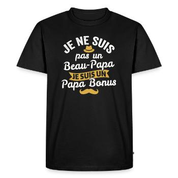 Je ne suis pas un beau-papa je suis un papa bonus - T-shirt Premium bio Homme - noir - Devant - Nico (187cm)