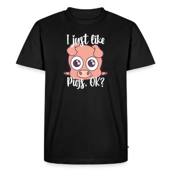 J’aime le cochon mignon motif de porc cadeau - T-shirt Premium bio Homme - noir - Devant - Nico (187cm)