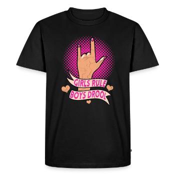 Girls Rule Boys Drool Feminist Women Empowerment - Men's Premium Organic T-Shirt - black - Front - Nico (187cm)