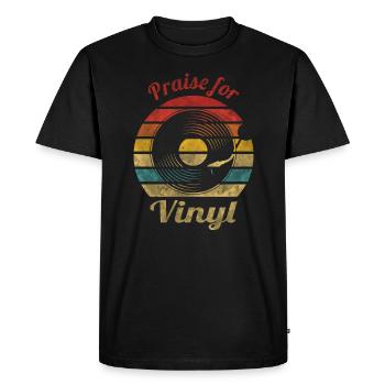 Éloge de la musique vintage rétro vinyle - T-shirt Premium bio Homme - noir - Devant - Nico (187cm)