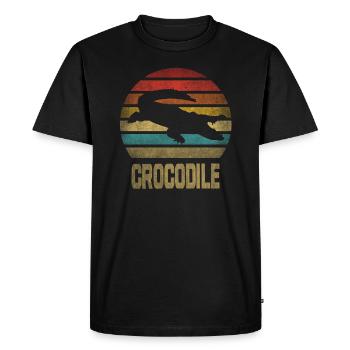 Crocodile Croco Croc Retro Vintage Sunset - Men's Premium Organic T-Shirt - black - Front - Nico (187cm)
