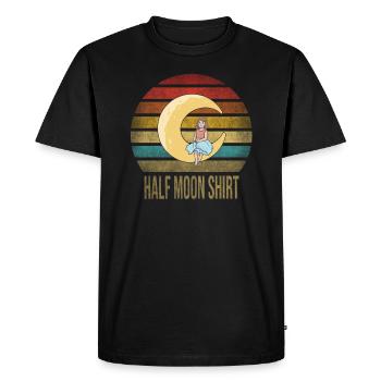 Little Girl Sitting on Half Moon Retro Sunset - Men's Premium Organic T-Shirt - black - Front - Nico (187cm)