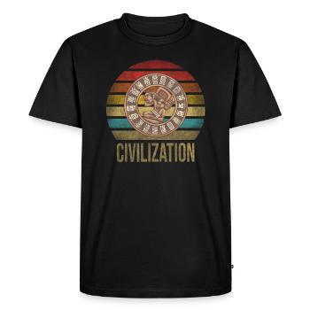 Calendrier Maya Itzamna Rétro Coucher de soleil - T-shirt Premium bio Homme - noir - Devant - Nico (187cm)
