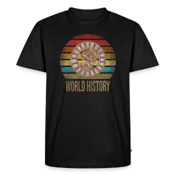 Calendrier Maya Itzamna Rétro Coucher de soleil - T-shirt Premium bio Homme - noir - Devant - Nico (187cm)