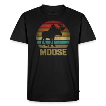Moose Elk Deer Animal Retro Sunset - Men's Premium Organic T-Shirt - black - Front - Nico (187cm)