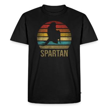 Casque de guerre à plumes Rome Sparta Retro Sunset - T-shirt Premium bio Homme - noir - Devant - Nico (187cm)