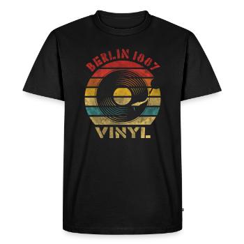 Berlin 1887 Vinyl Retro Vintage Music. - Men's Premium Organic T-Shirt - black - Front - Nico (187cm)