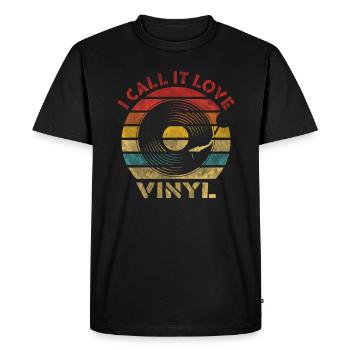 Je l’appelle Love Vinyl Retro Vintage Music - T-shirt Premium bio Homme - noir - Devant - Nico (187cm)