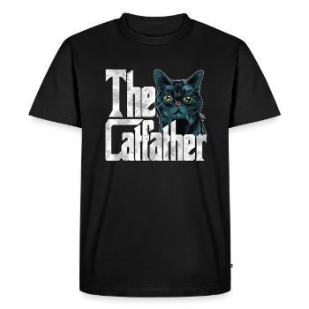 Cat Dad The Catfather Crazy Cat Father Kitty Daddy - T-shirt Premium bio Homme - noir - Devant - Nico (187cm)