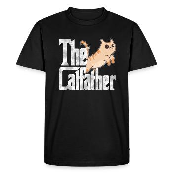 Cat Dad The Catfather Crazy Cat Father Kitty Daddy - T-shirt Premium bio Homme - noir - Devant - Nico (187cm)