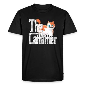 Cat Dad The Catfather Crazy Cat Father Kitty Daddy - T-shirt Premium bio Homme - noir - Devant - Nico (187cm)