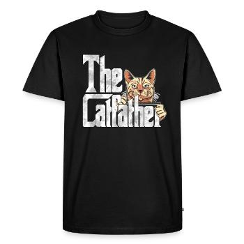Cat Dad The Catfather Crazy Cat Father Kitty Daddy - T-shirt Premium bio Homme - noir - Devant - Nico (187cm)