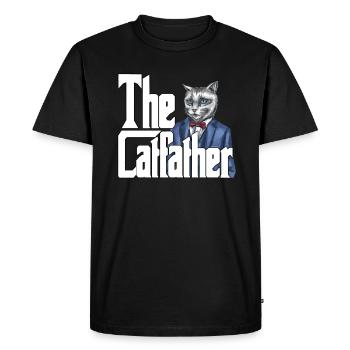 Cat Dad The Catfather Crazy Cat Father Kitty Daddy - T-shirt Premium bio Homme - noir - Devant - Nico (187cm)