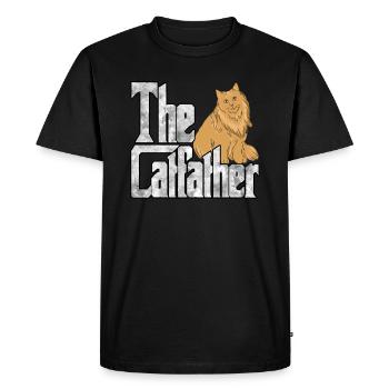 Cat Dad The Catfather Crazy Cat Father Kitty Daddy - T-shirt Premium bio Homme - noir - Devant - Nico (187cm)