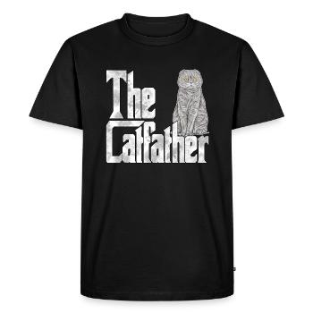 Cat Dad The Catfather Crazy Cat Father Kitty Daddy - T-shirt Premium bio Homme - noir - Devant - Nico (187cm)