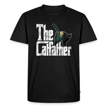 Cat Dad The Catfather Crazy Cat Father Kitty Daddy - T-shirt Premium bio Homme - noir - Devant - Nico (187cm)