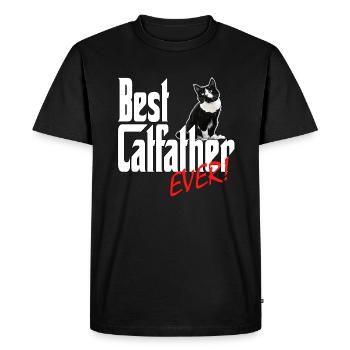 Chat Papa Meilleur Catfather Jamais Fou Chat Père Kitty - T-shirt Premium bio Homme - noir - Devant - Nico (187cm)