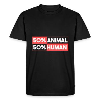 50% animal 50% human - Men's Premium Organic T-Shirt - black - Front - Nico (187cm)