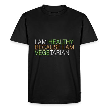 Je suis en bonne santé - végétarien - T-shirt Premium bio Homme - noir - Devant - Nico (187cm)