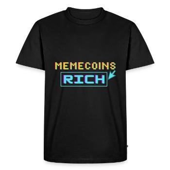 Memecoins -> riche - T-shirt Premium bio Homme - noir - Devant - Nico (187cm)