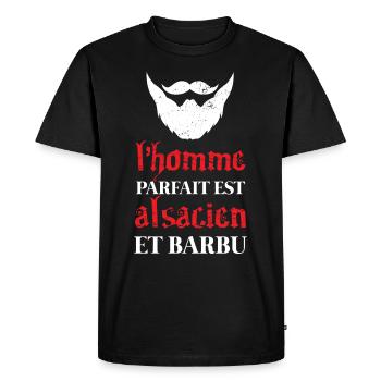 L'homme parfait est Alsacien et barbu alsace drôle - T-shirt Premium bio Homme - noir - Devant - Nico (187cm)