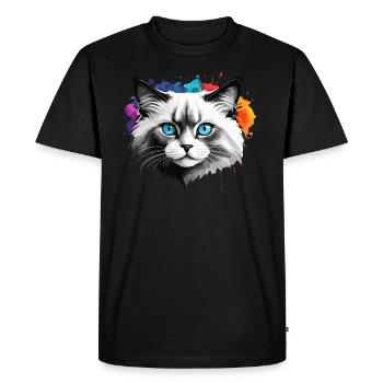 Ragdoll chat mignon mignon aquarelle peinture éclaboussure - T-shirt Premium bio Homme - noir - Devant - Nico (187cm)