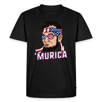 Drapeau de Murica Abe Lincoln le 4 juillet - T-shirt Premium bio Homme - noir - Devant - Nico (187cm)