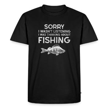 Funny fishing fish catch fish sea sea - Men's Premium Organic T-Shirt - black - Front - Nico (187cm)