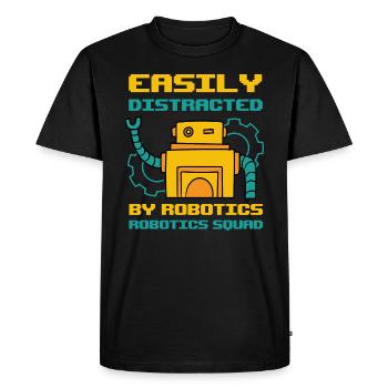 Distrait par la robotique | Ingénierie robotique - T-shirt Premium bio Homme - noir - Devant - Nico (187cm)