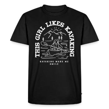 Une fille aime le kayak, le pagayage, la nature, - T-shirt Premium bio Homme - noir - Devant - Nico (187cm)