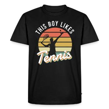 Un garçon aime jouer au tennis, au tennis, au - T-shirt Premium bio Homme - noir - Devant - Nico (187cm)