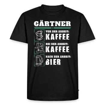 My daily routine as a gardener - Men's Premium Organic T-Shirt - black - Front - Nico (187cm)