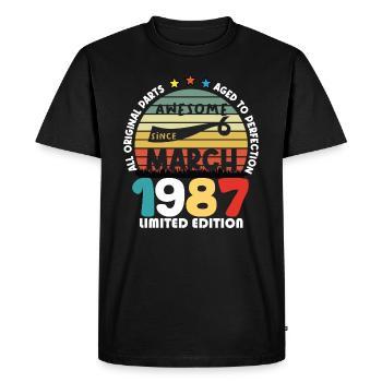 37 Years Old Made In 1987 Vintage March 1987 - T-shirt Premium bio Homme - noir - Devant - Nico (187cm)