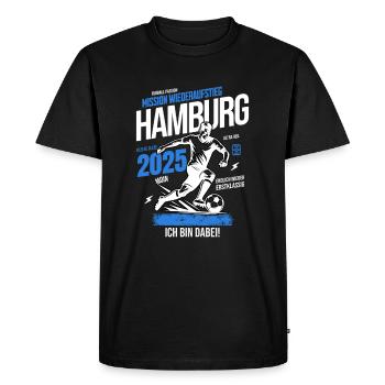 Hamburg Mission Aufstieg 2025 - Männer Premium Bio T-Shirt - Schwarz - Vorne - Nico (187cm)