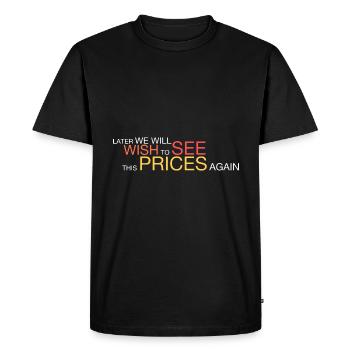 nous voudrons voir ces prix - T-shirt Premium bio Homme - noir - Devant - Nico (187cm)