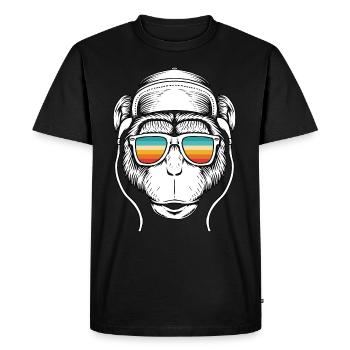 Music monkey - Men's Premium Organic T-Shirt - black - Front - Nico (187cm)