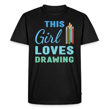 Drawer This Girl Loves Drawing - Men's Premium Organic T-Shirt - black - Front - Nico (187cm)