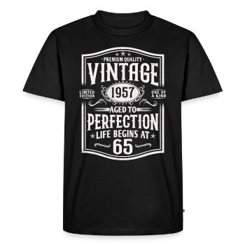 65 Anniversaire 65 ans né en 1957 Cadeau - T-shirt Premium bio Homme - noir - Devant - Nico (187cm)