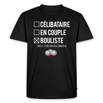 Célibataire En Couple Bouliste Pétanque Humour - T-shirt Premium bio Homme - noir - Devant - Nico (187cm)